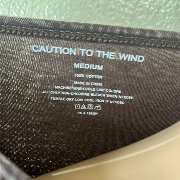 Caution to the wind- Brown Love Graphic Women's Top - Picture 2 of 4